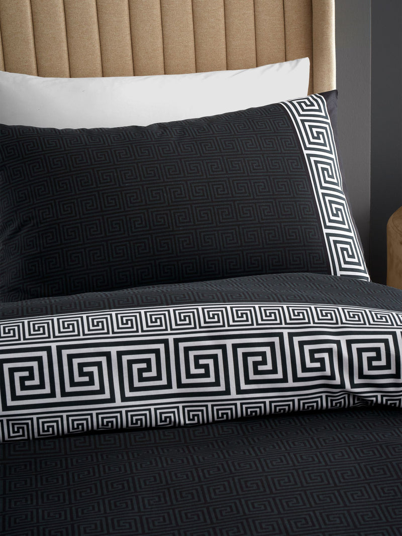 Catherine Lansfield Black Artemis Greek Key Reversible Duvet Cover Set - British product