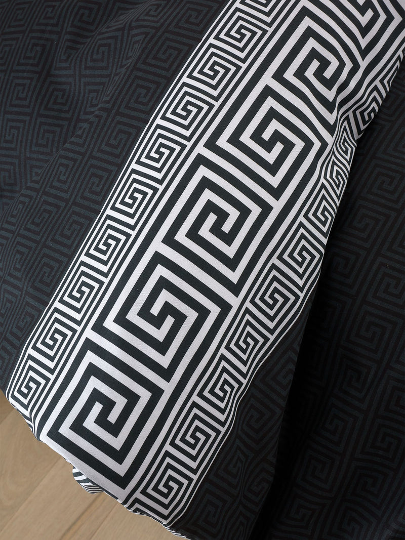 Catherine Lansfield Black Artemis Greek Key Reversible Duvet Cover Set - British product