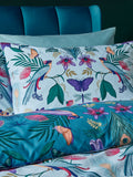 Catherine Lansfield Teal Blue Mya Tropical Floral Reversible Duvet Cover Set