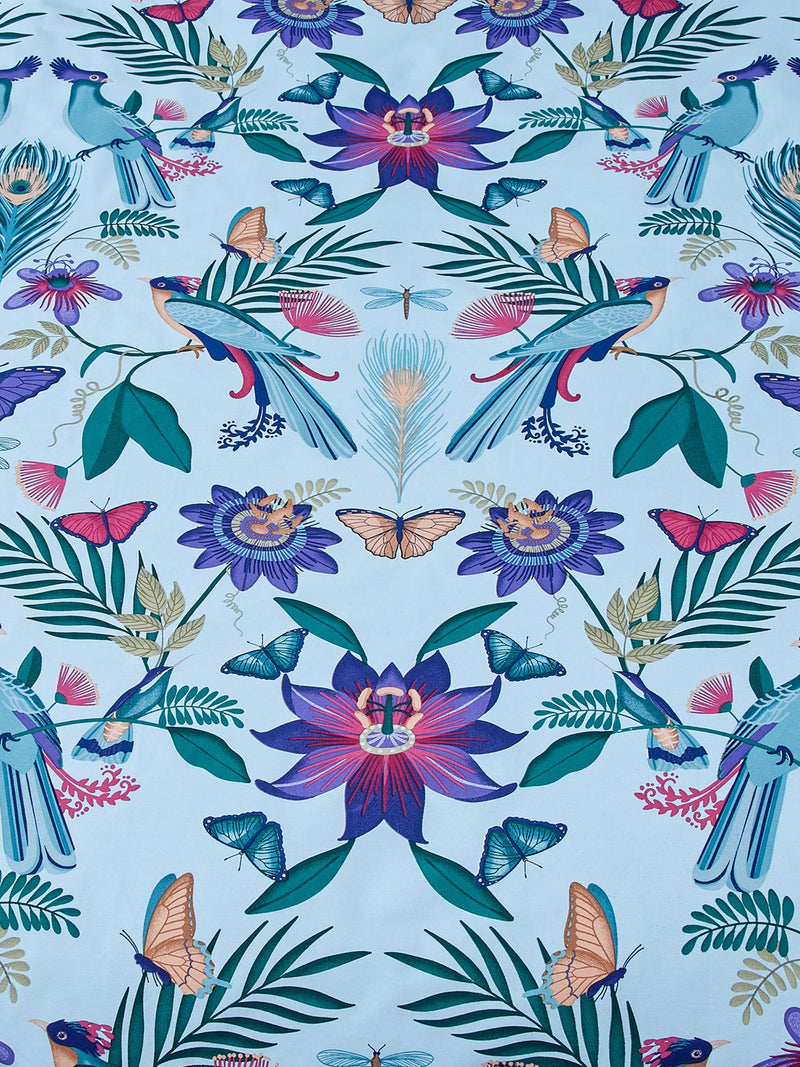 Catherine Lansfield teal blue Mya tropical floral reversible duvet cover set - British product