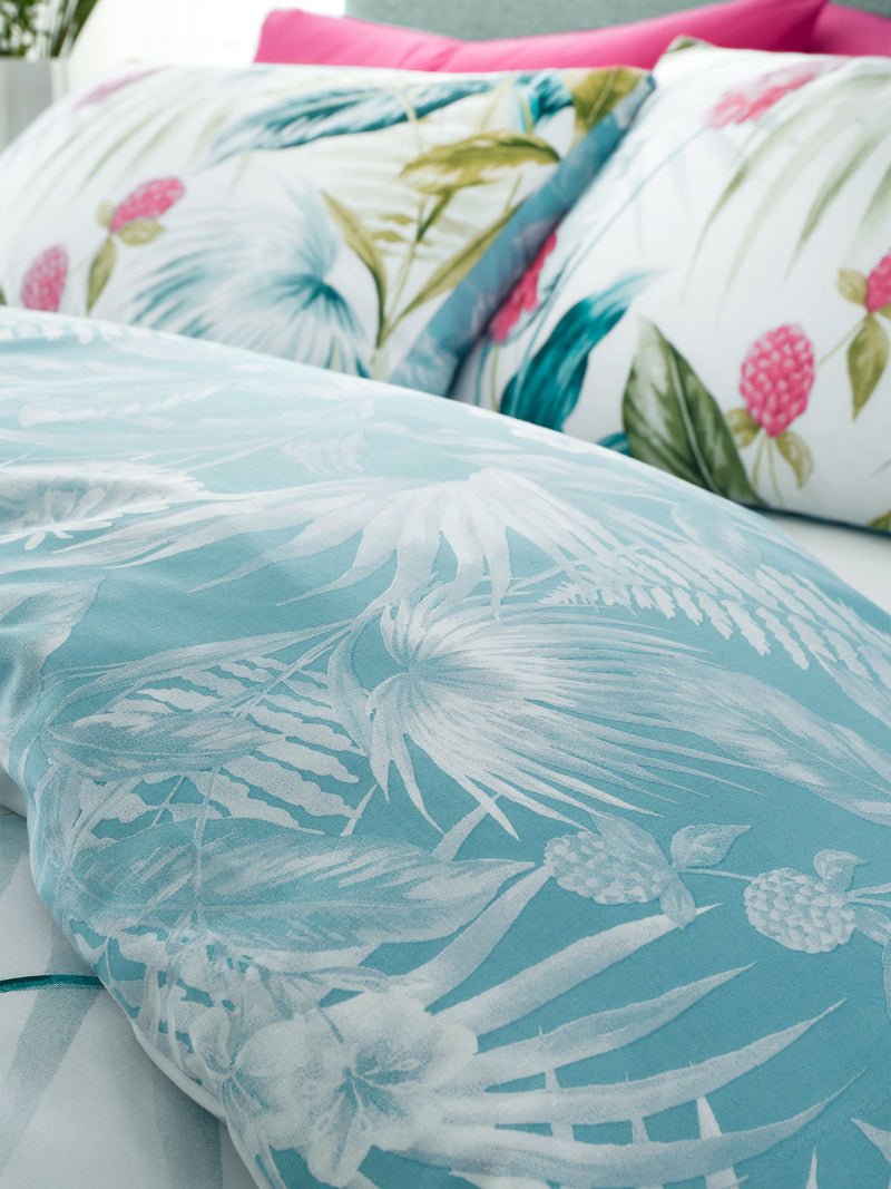Catherine Lansfield green Aruba tropical floral reversible duvet cover set - British product