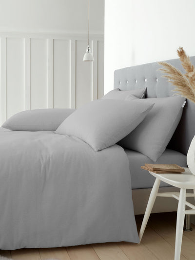 Next Catherine Lansfield Grey Supersoft 100% Brushed Cotton Duvet Cover Set- Buy online at McGrocer