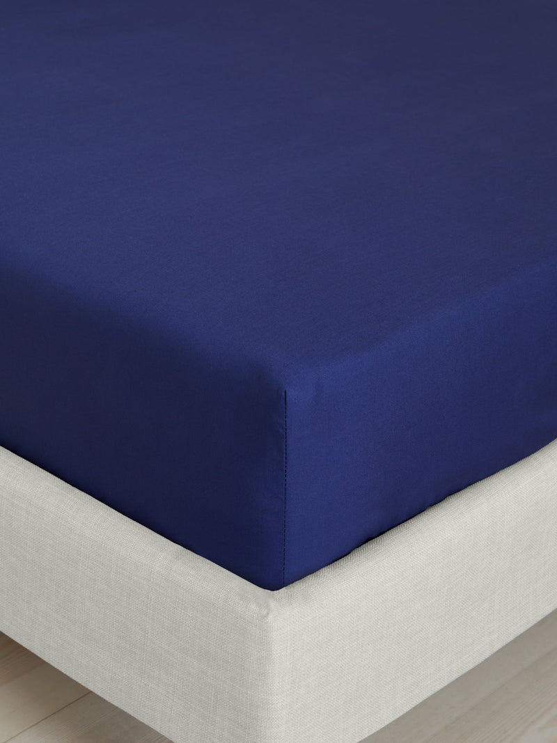 Bianca Navy Blue 200 Thread Count 100% Cotton Percale Extra Deep Fitted Sheet