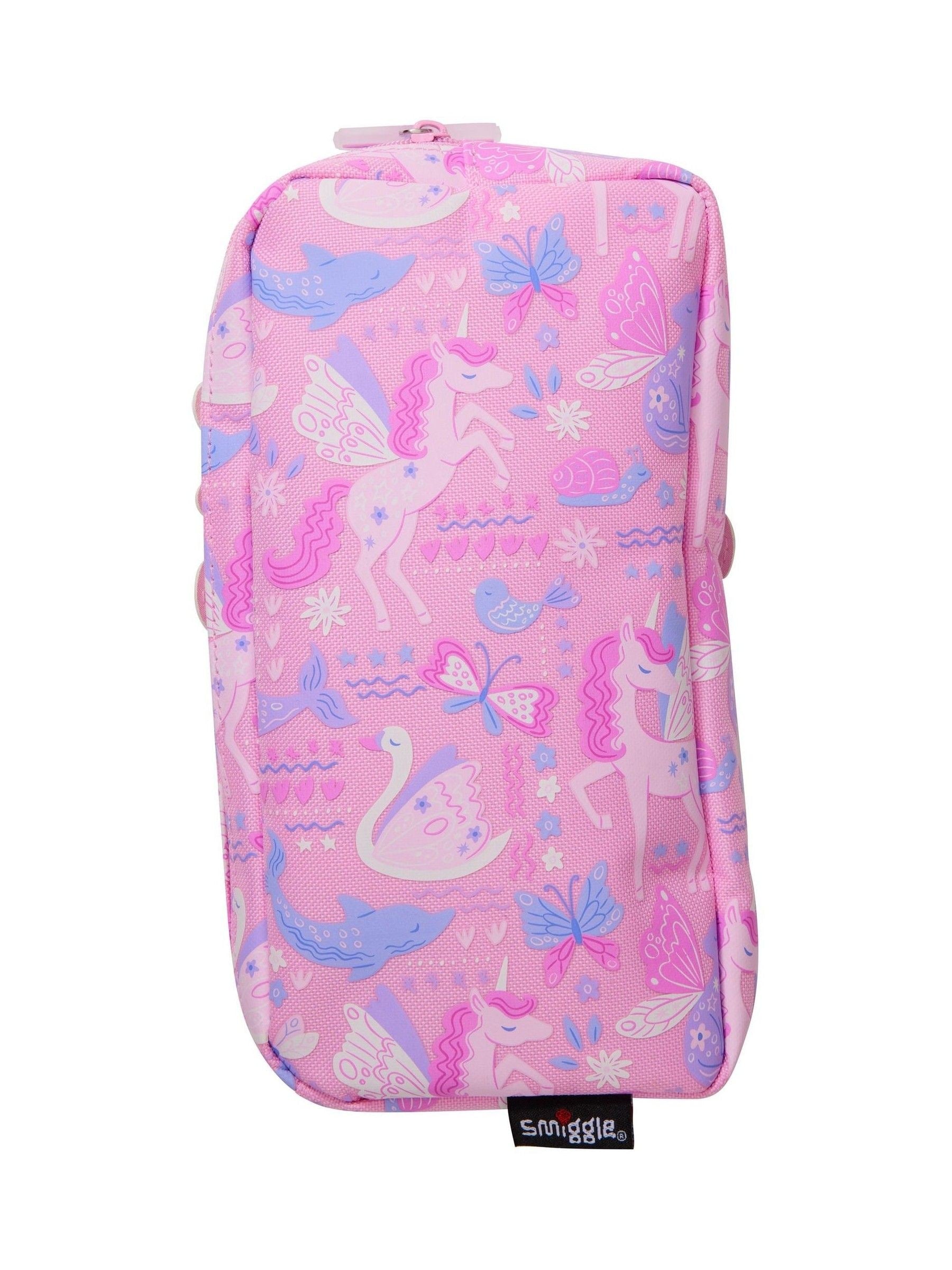 Smiggle Pink Realm character print pocket pencil case (British brand)