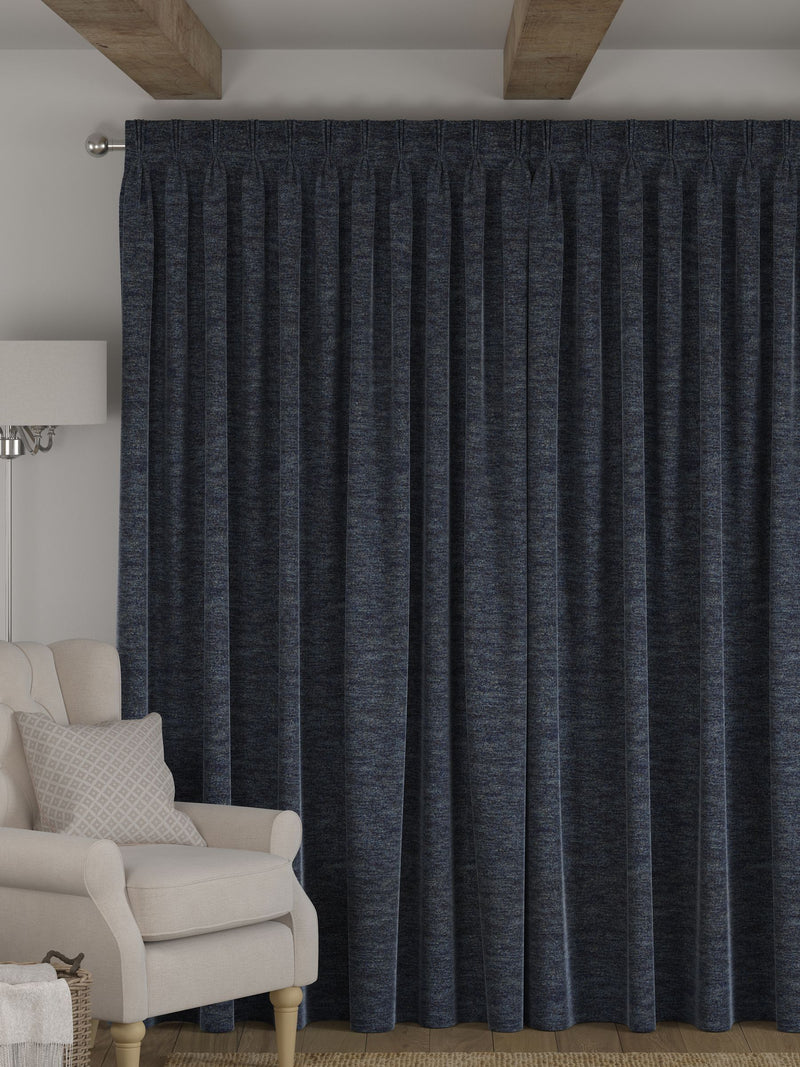 Navy blue boucle curtains made to measure - British product