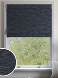 Navy blue boucle roman blind, imported from the UK
