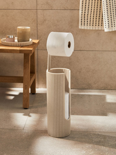 Porte-rouleau en côtes naturelles avec rangement pour 3 rouleaux