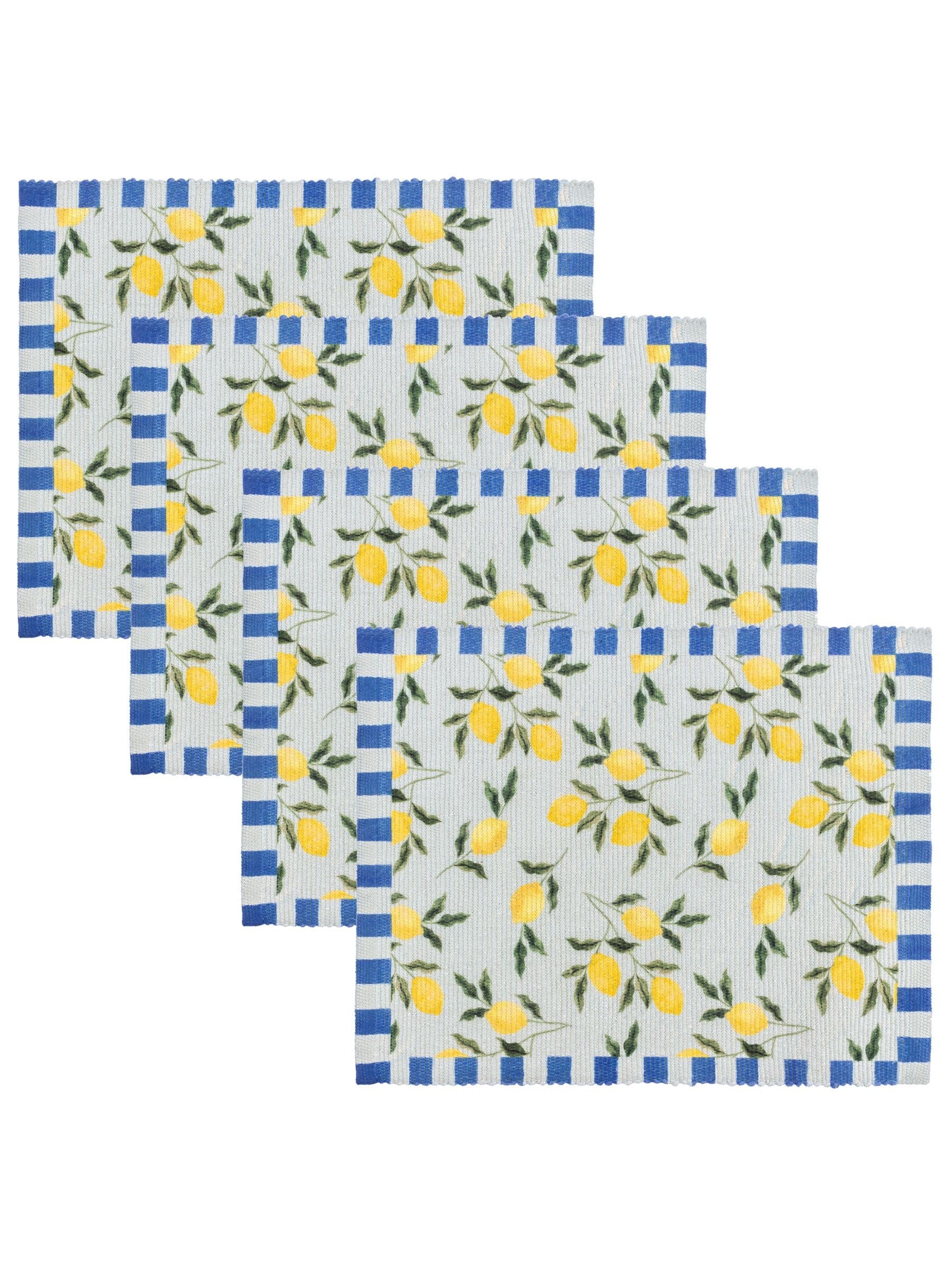 Furn Blue Lemons polyester placemats set of 4, UK version