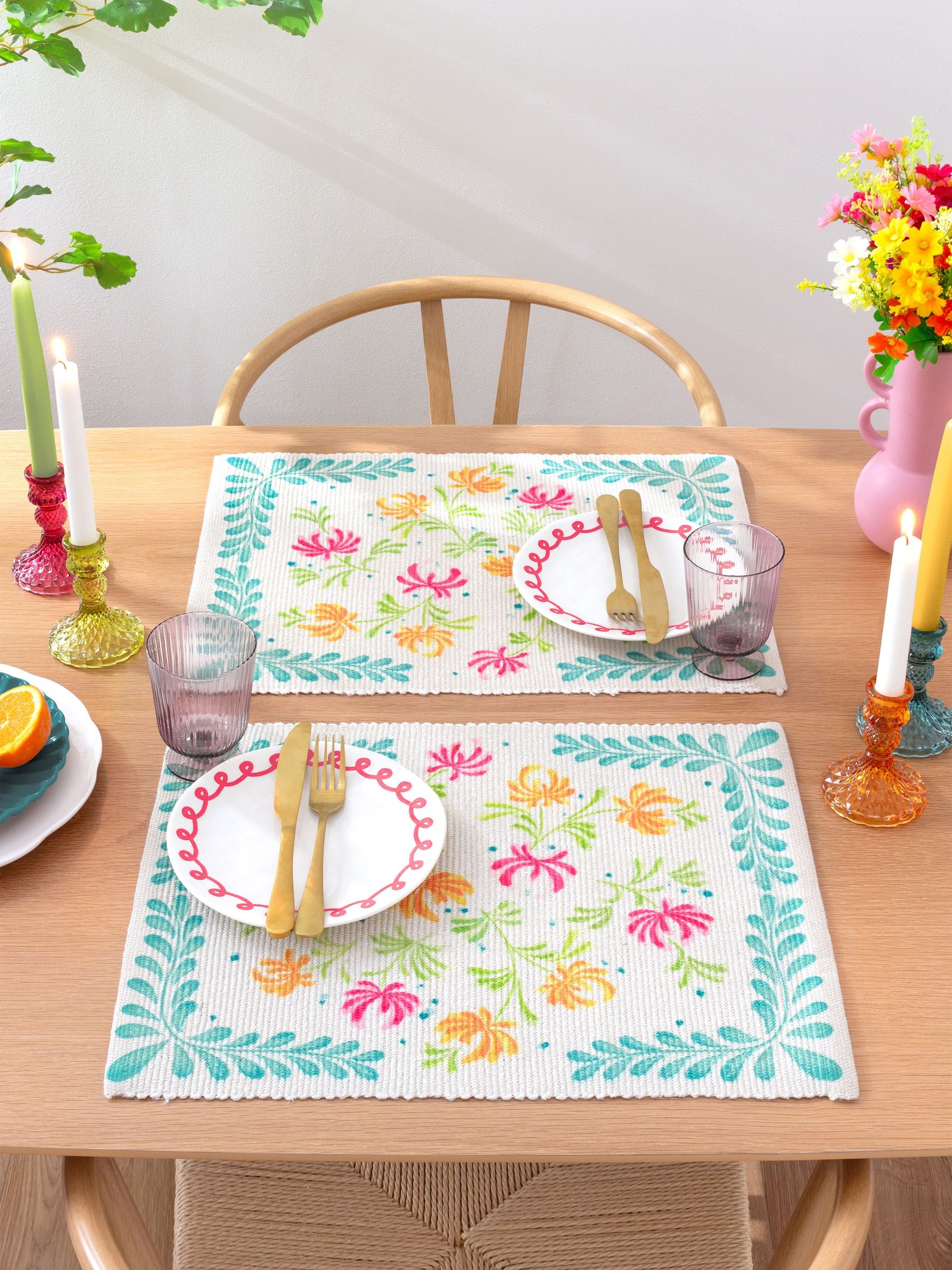 Furn Orange Honeysuckle table placemats set of 4 - British product