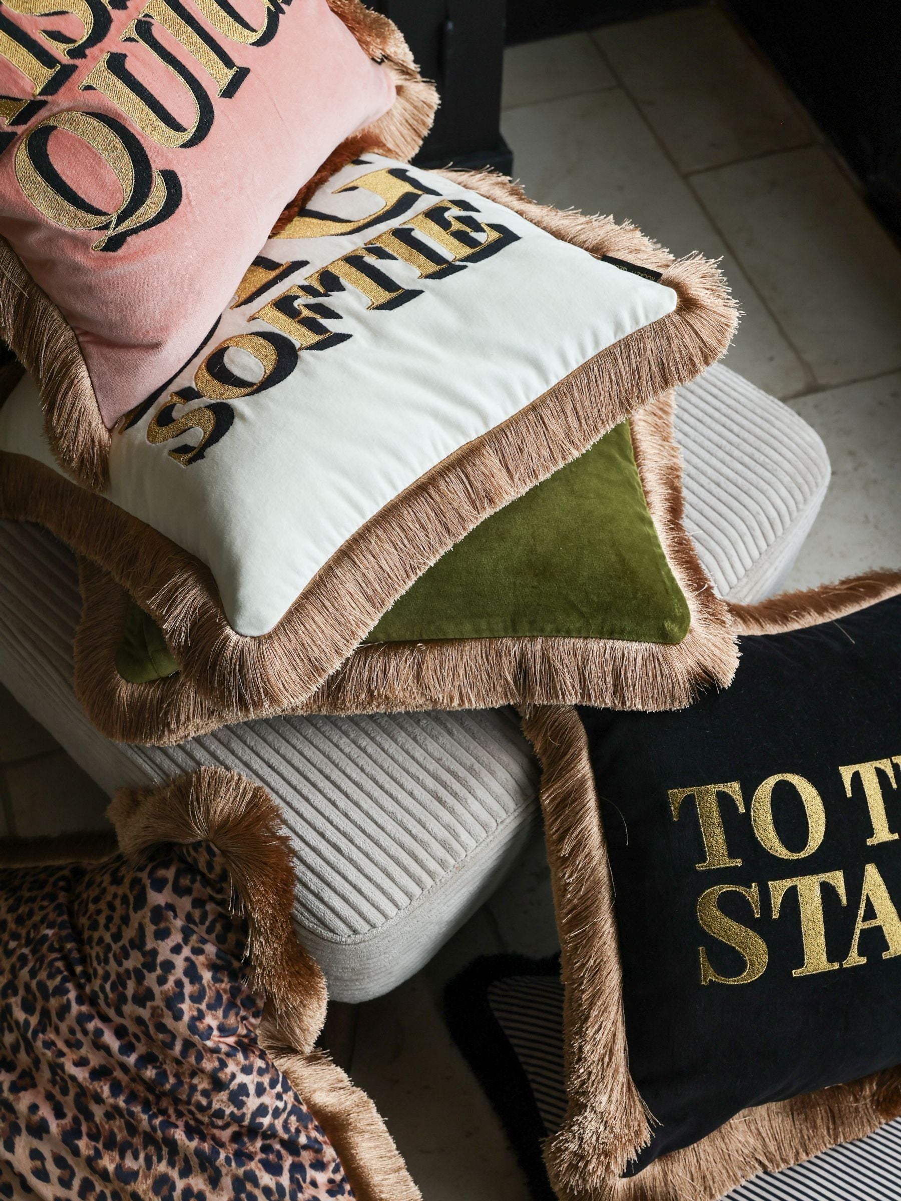 Rockett St George Kiss Me Quick cushion 45x45cm, imported from the UK