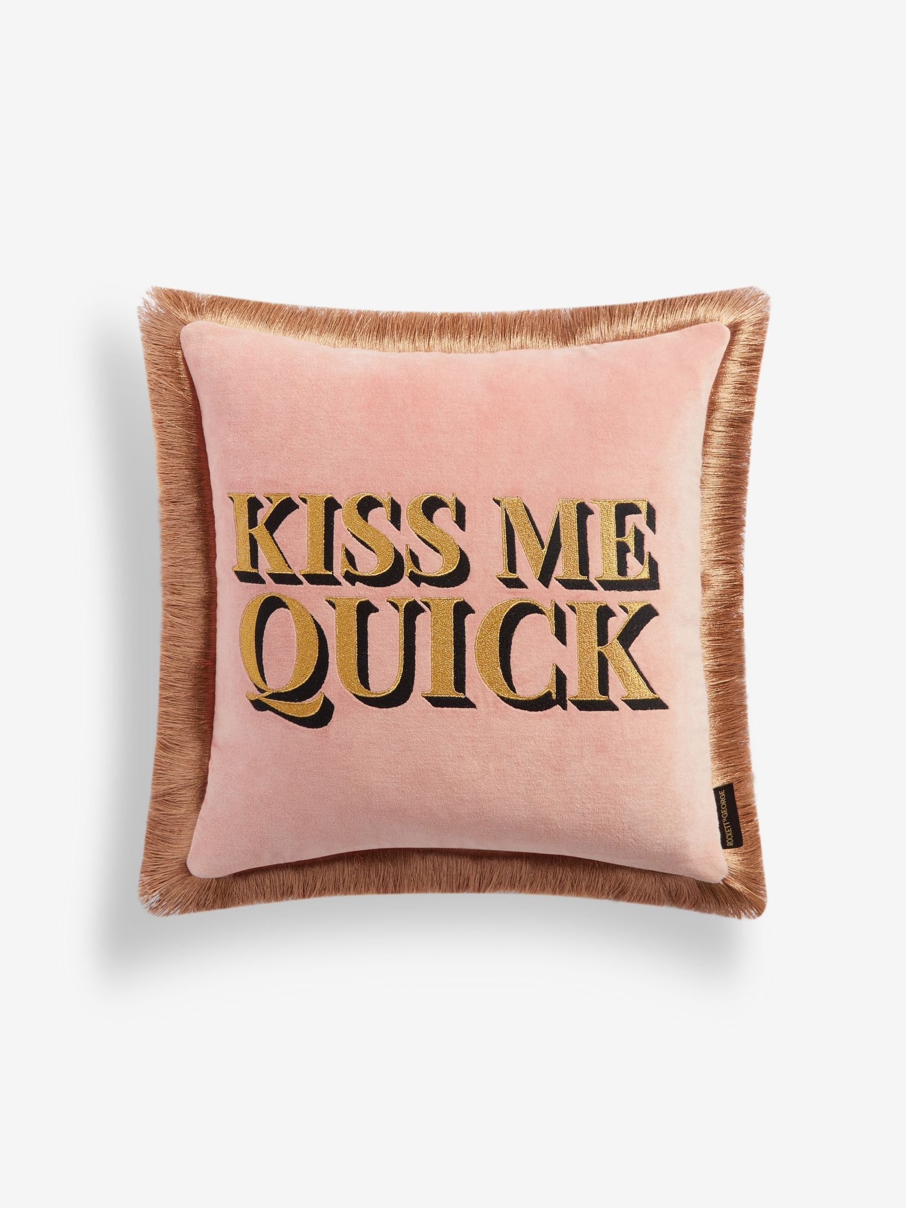 Rockett St George Kiss Me Quick cushion 45x45cm, imported from the UK