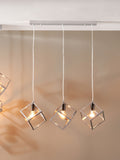 Pacific Silver Alessio Shiny Nickel Metal Cube Pendant Ceiling Light