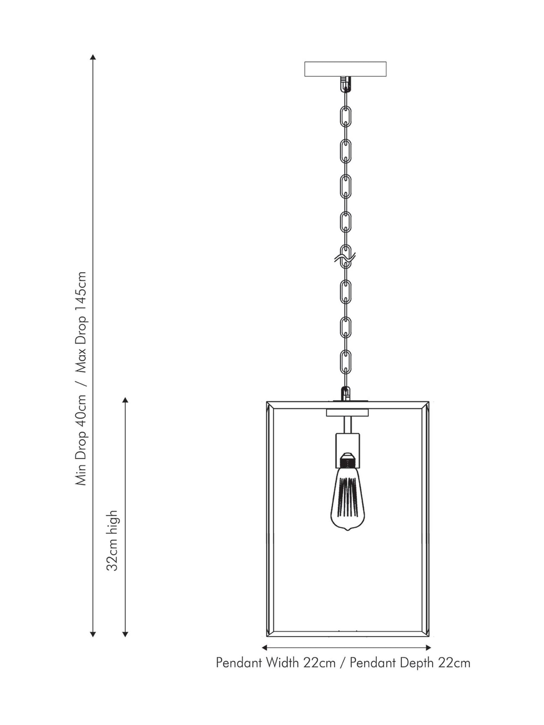 Pacific Llewellyn pendant light matt black metal and glass - British product