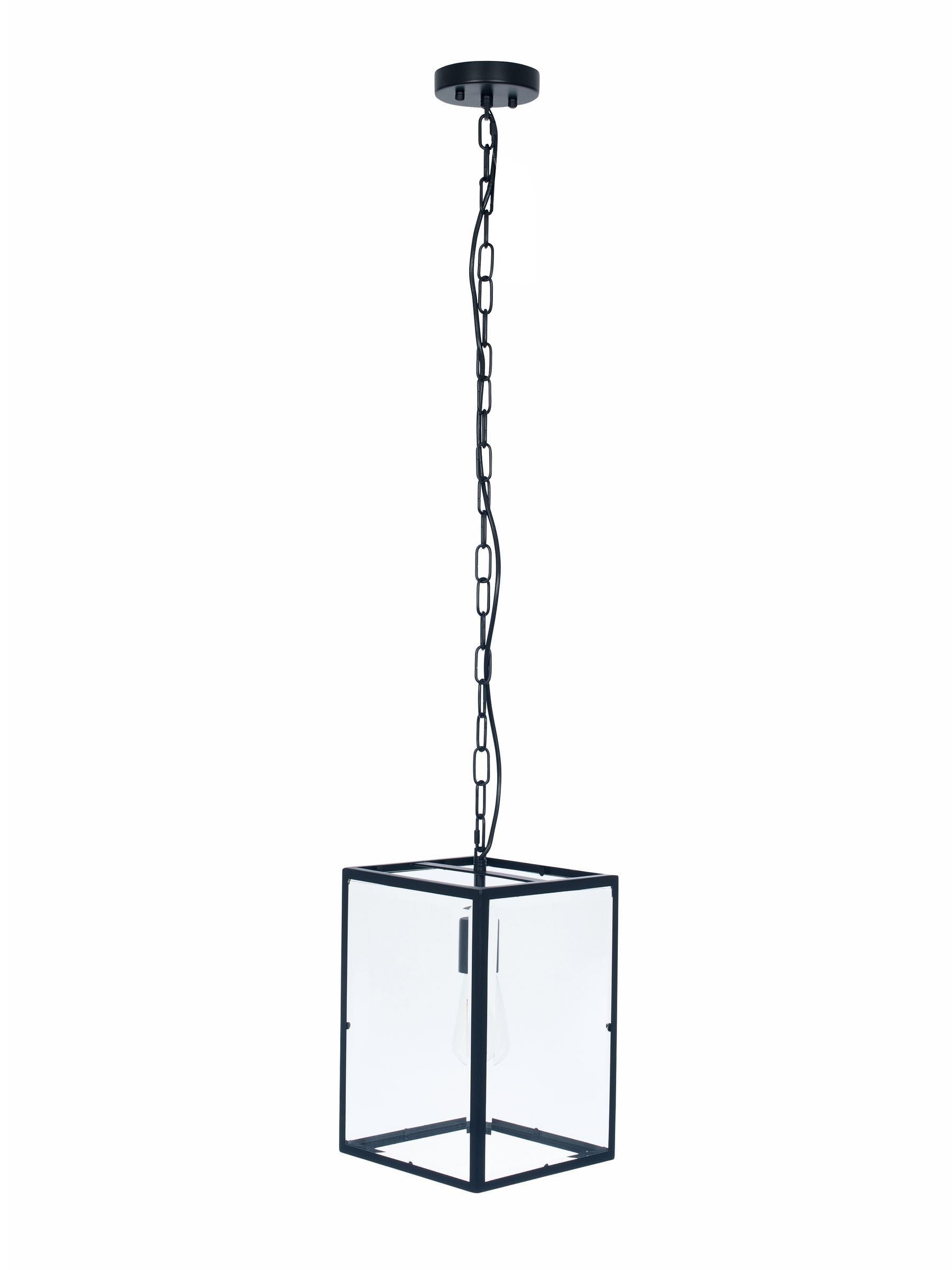 Pacific Llewellyn pendant light matt black metal and glass - British product