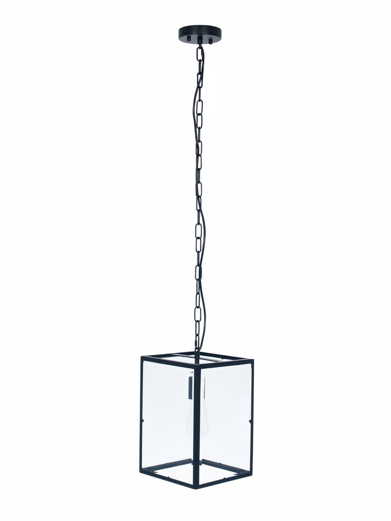 Pacific Llewellyn pendant light matt black metal and glass - British product