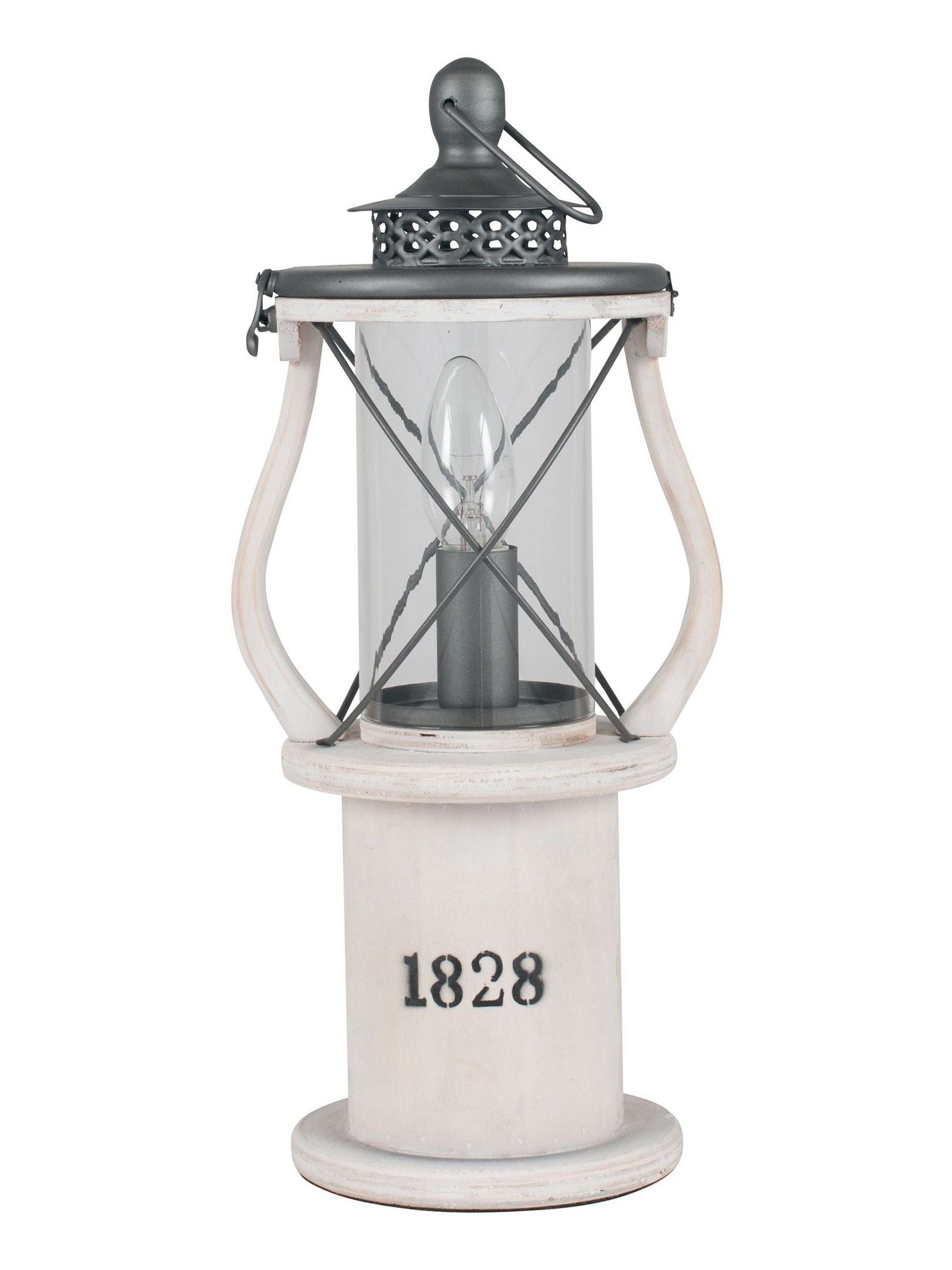 Pacific white wood lantern table lamp 40.5cm - British product