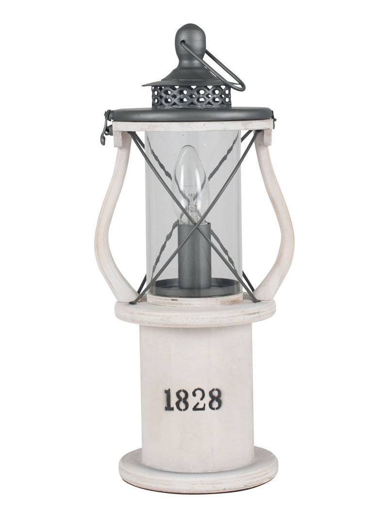 Pacific white wood lantern table lamp 40.5cm - British product