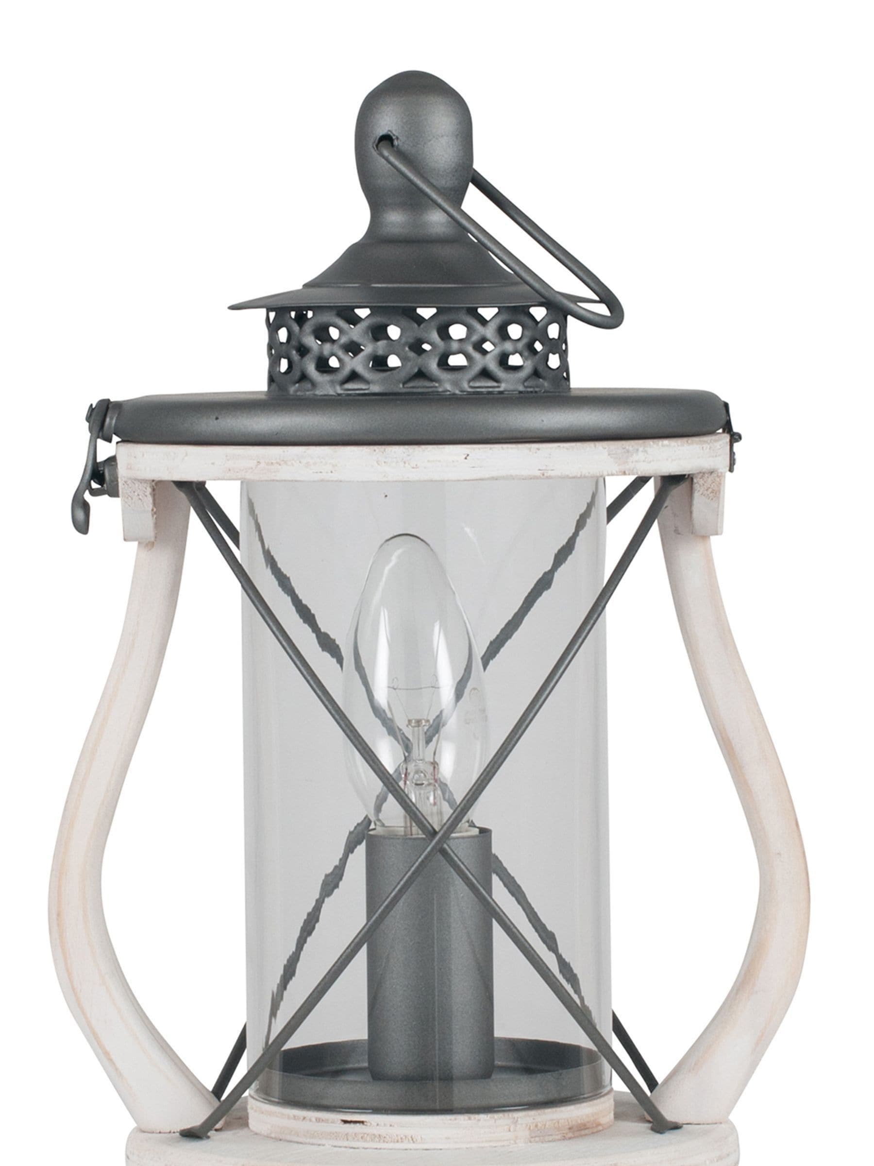 Pacific white wood lantern table lamp 40.5cm - British product