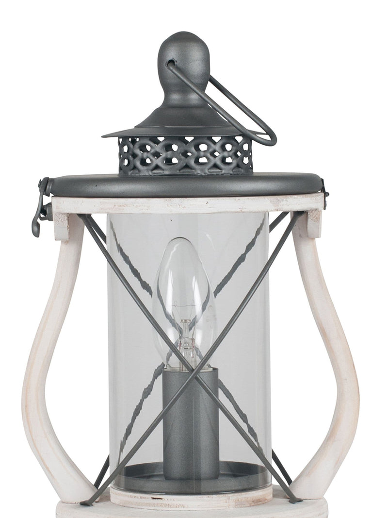 Pacific white wood lantern table lamp 40.5cm - British product