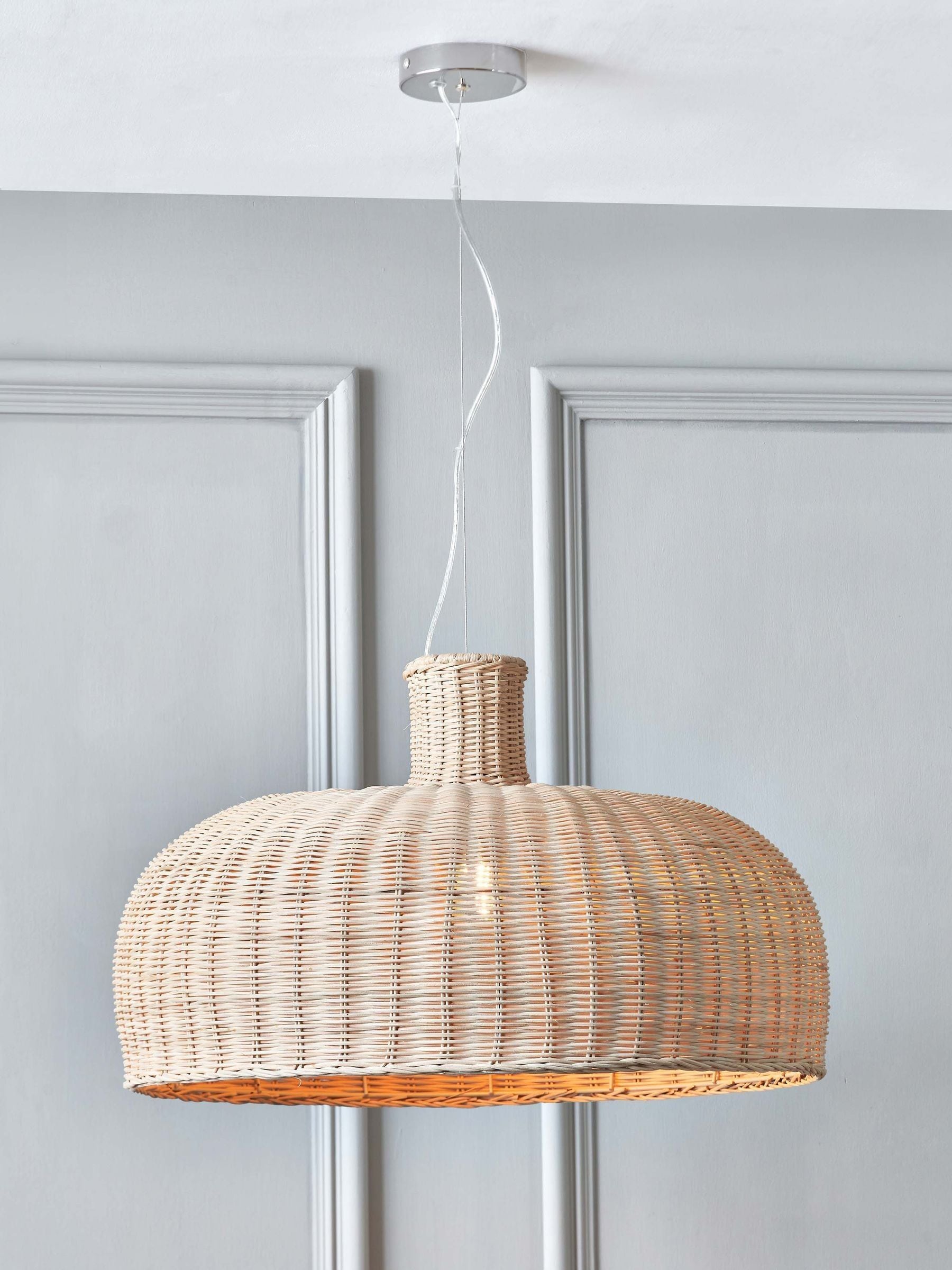 Pacific Natural Caswell rattan dome pendant 52cm, imported from the UK