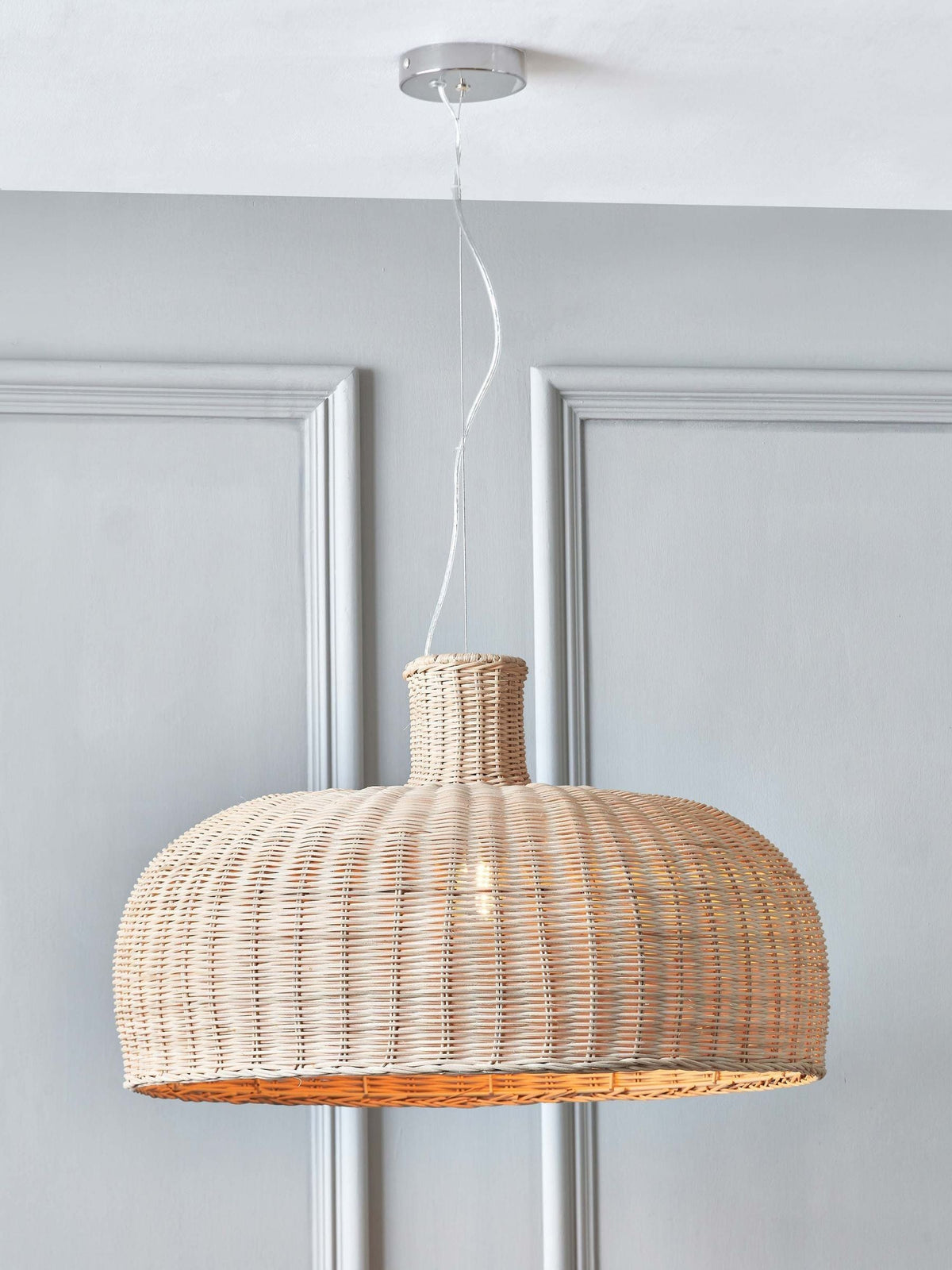 Pacific Natural Caswell rattan dome pendant 52cm, imported from the UK