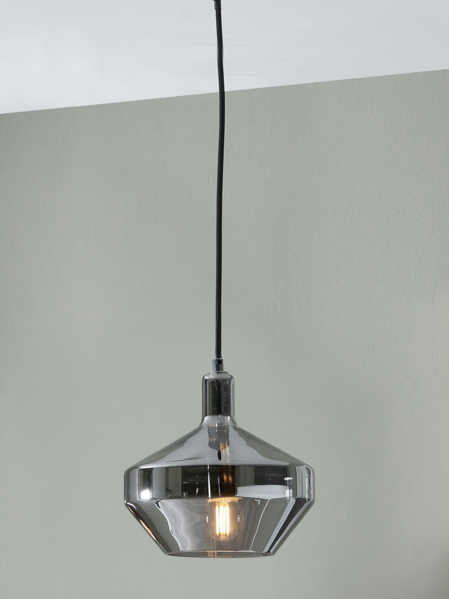 Smoked glass domed pendant light Pacific Grey Jaxon, imported from the UK
