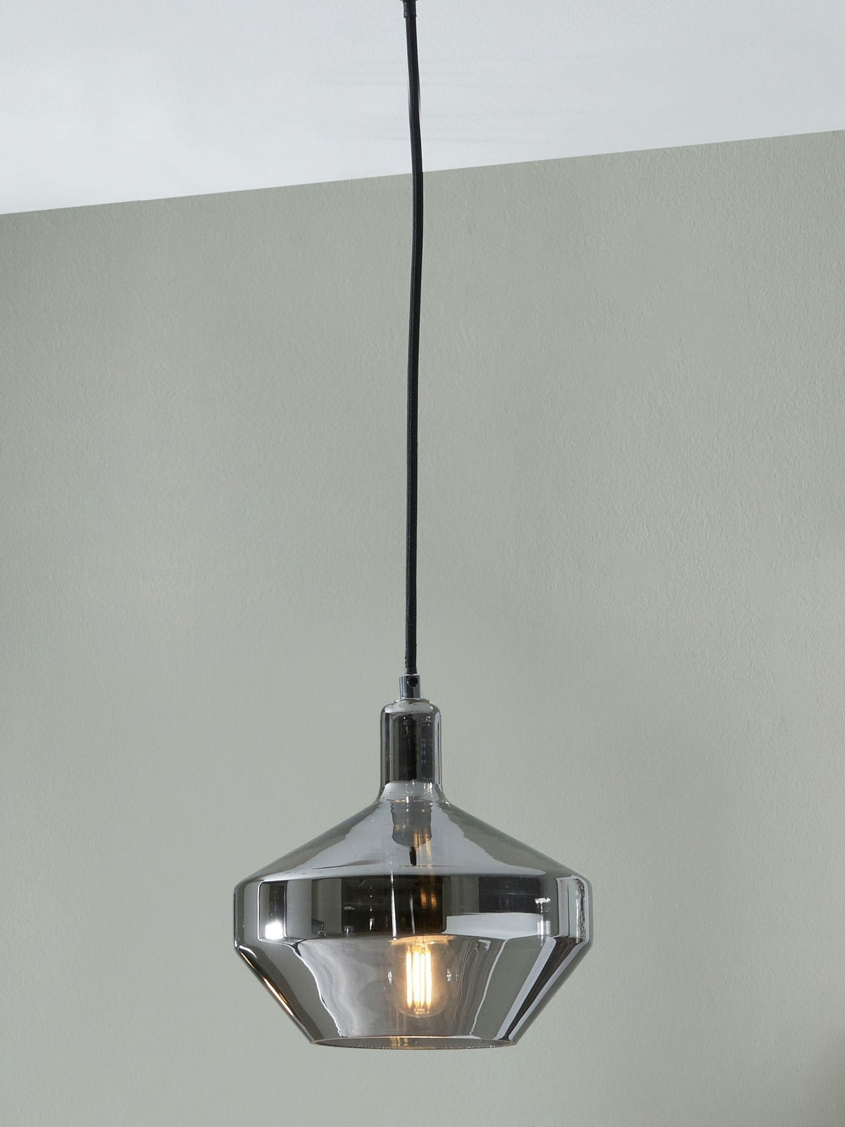 Smoked glass domed pendant light Pacific Grey Jaxon, imported from the UK