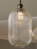 Pacific Clear Abigail ribbed glass pendant light, UK version
