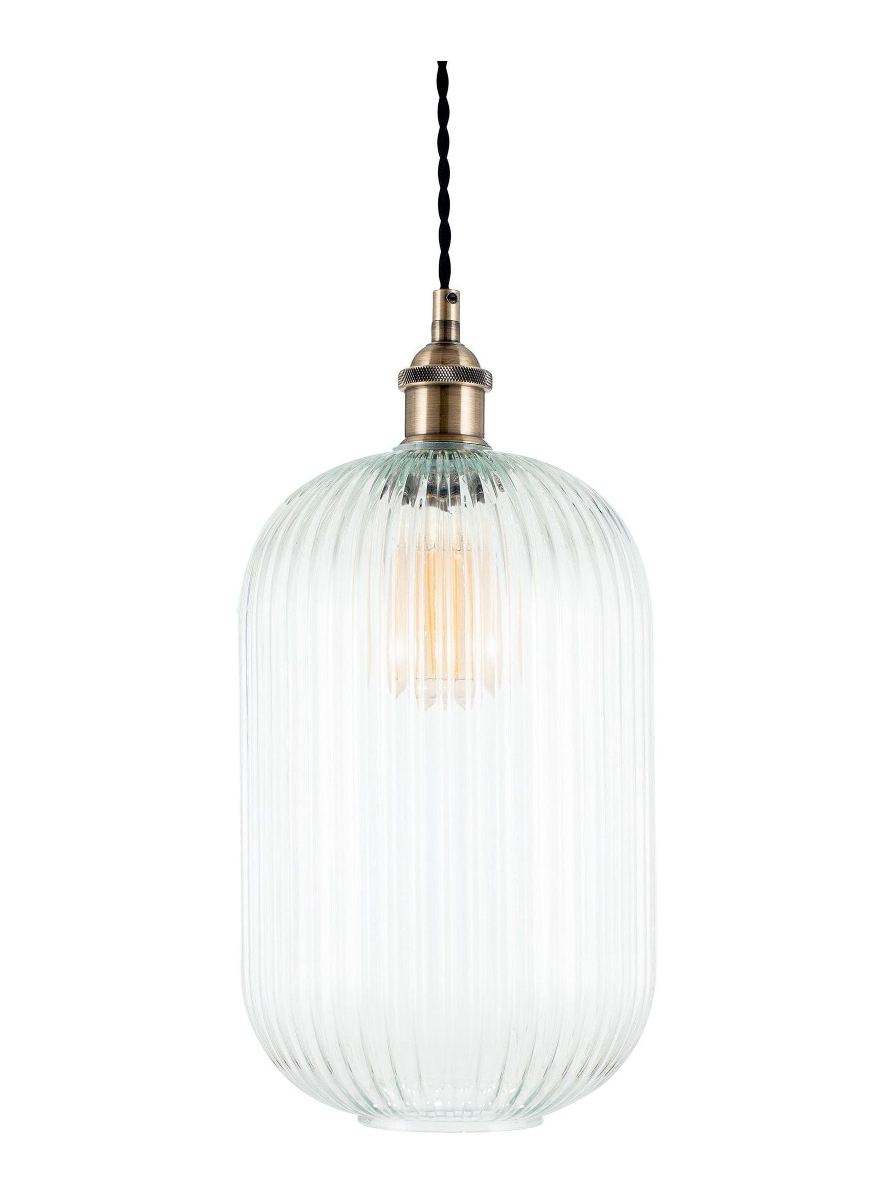 Pacific Clear Abigail ribbed glass pendant light, UK version