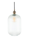Pacific Clear Abigail ribbed glass pendant light, UK version