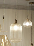 Pacific Clear Abigail ribbed glass pendant light, UK version