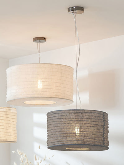 Next Pacific Grey Patpong 35cm Jute Easy Fit Pendant Ceiling Light- Buy online at McGrocer