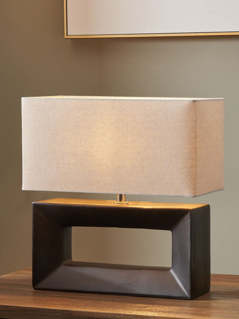 Pacific black ceramic rectangular table lamp, imported from the UK