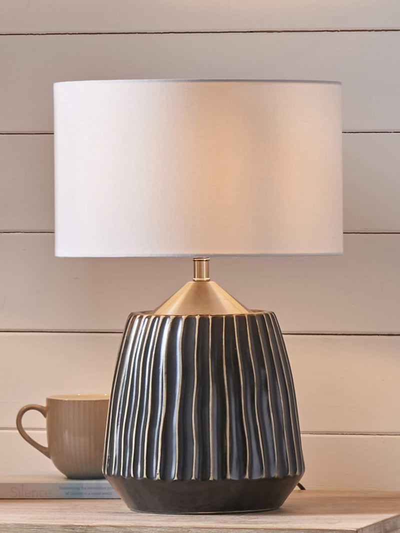 Artemis ceramic table lamp black silver 44cm imported from the UK