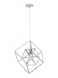 Pacific Silver Alessio shiny nickel cube pendant light, UK version