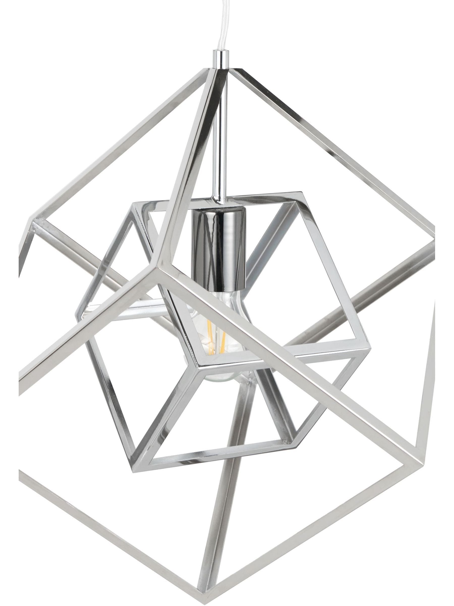 Pacific Silver Alessio shiny nickel cube pendant light, UK version