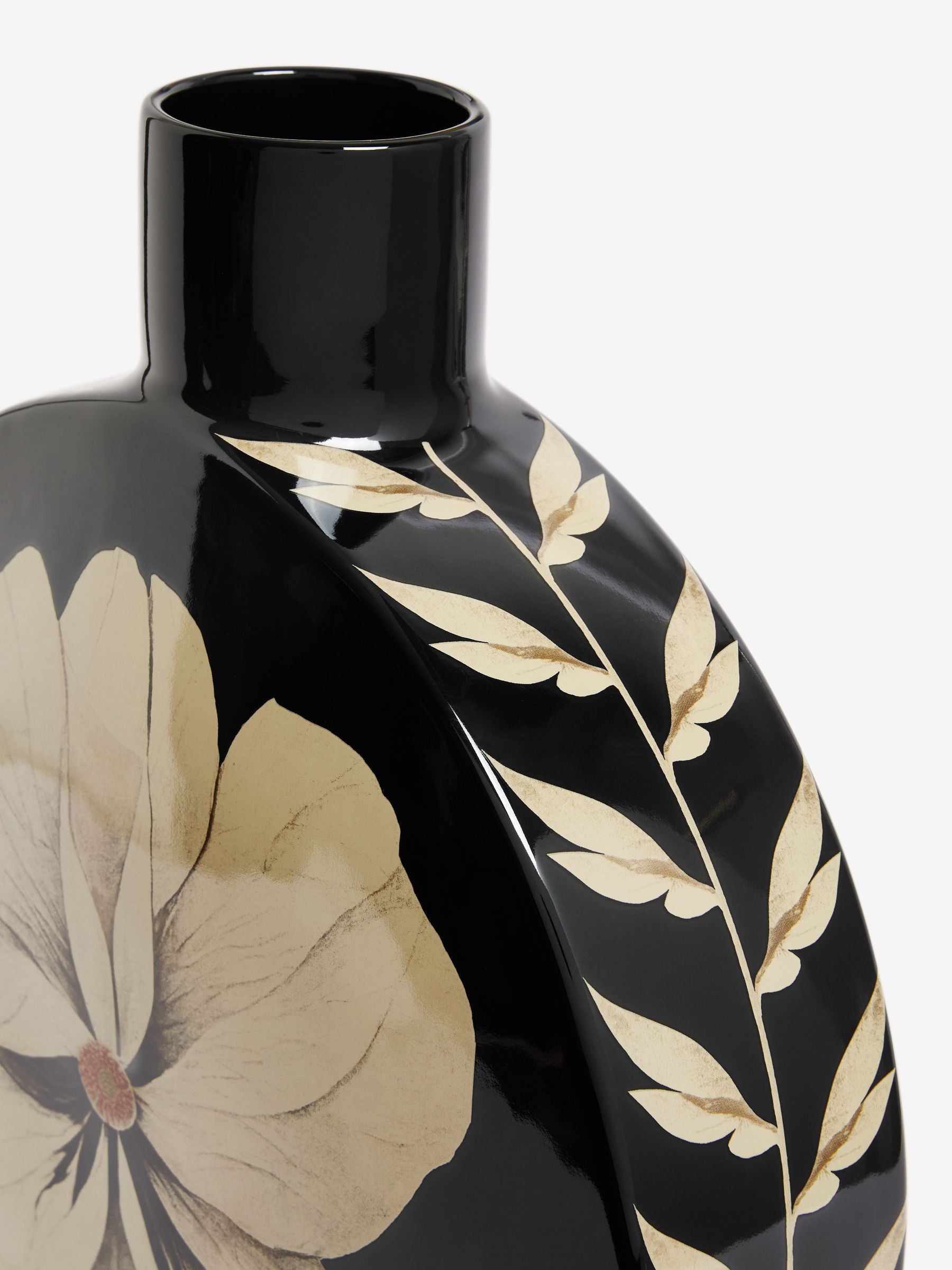 Rockett St George black floral large vase, imported from the UK