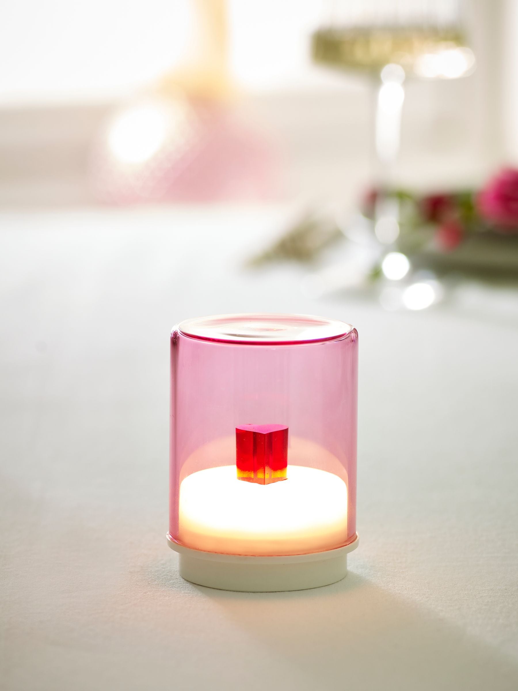 Indigo Owl pink small gem wireless table lamp, imported from the UK