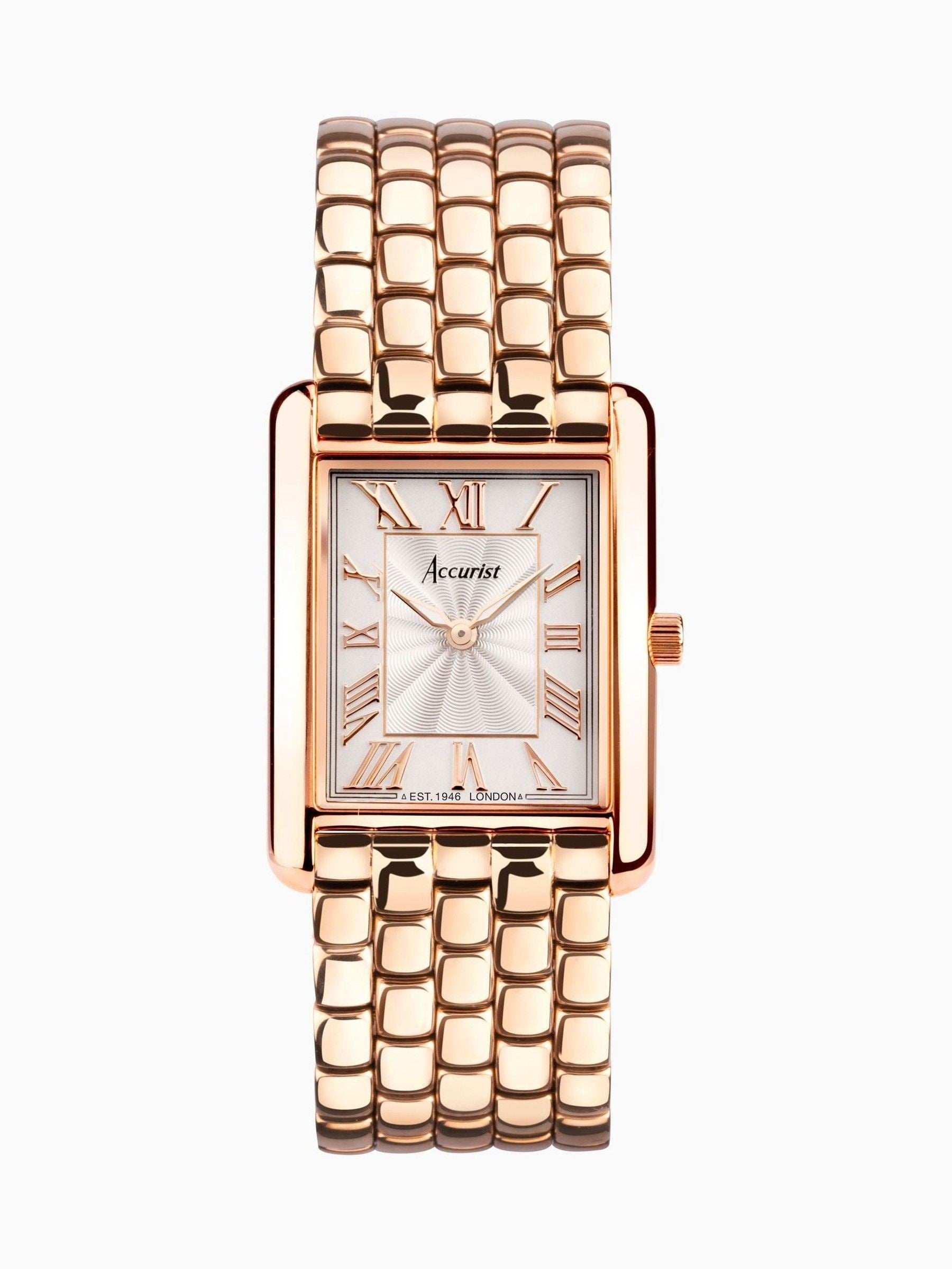 Ladies Rose Gold Tone Rectangular Stainless Steel Bracelet Watch 26mm
