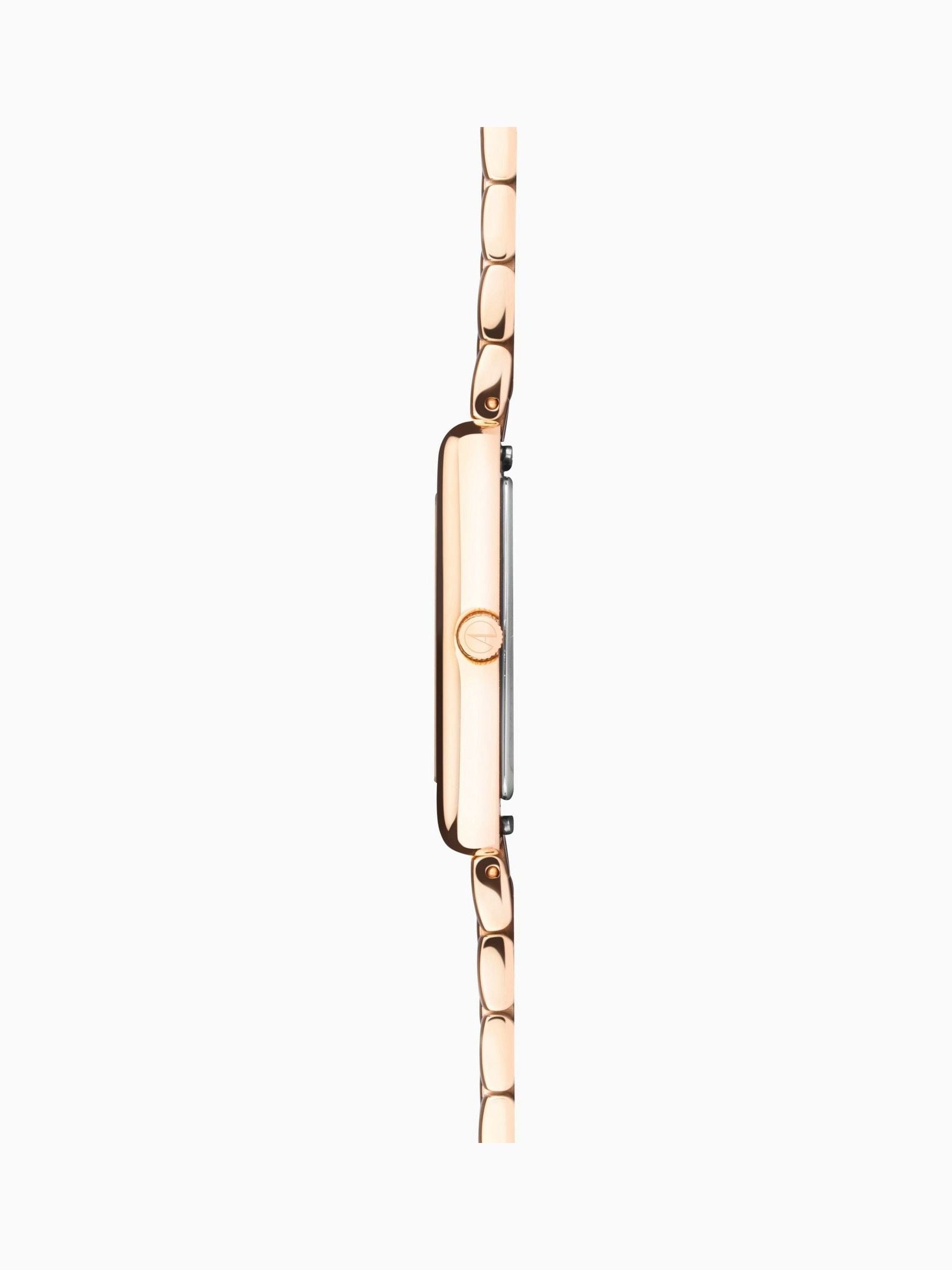 Ladies Rose Gold Tone Rectangular Stainless Steel Bracelet Watch 26mm
