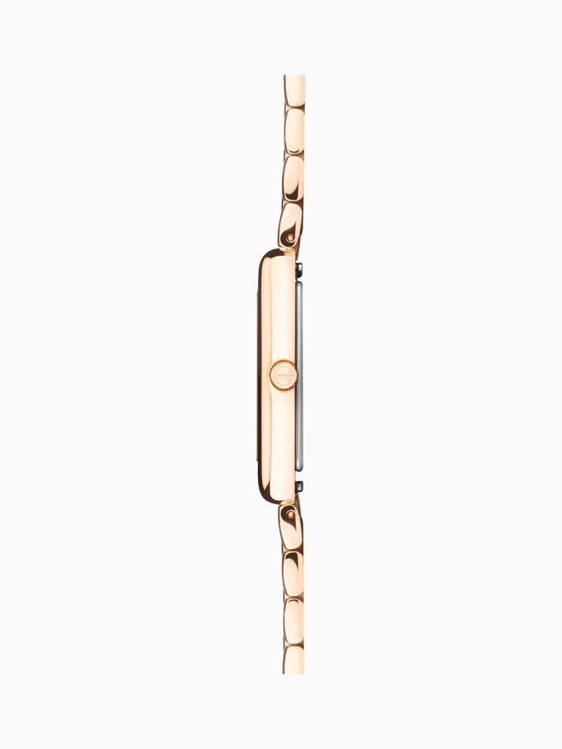 Ladies Rose Gold Tone Rectangular Stainless Steel Bracelet Watch 26mm