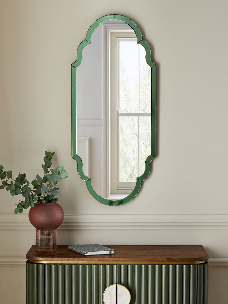 Clarke & Clarke green wobble glass mirror 90x40cm, UK version