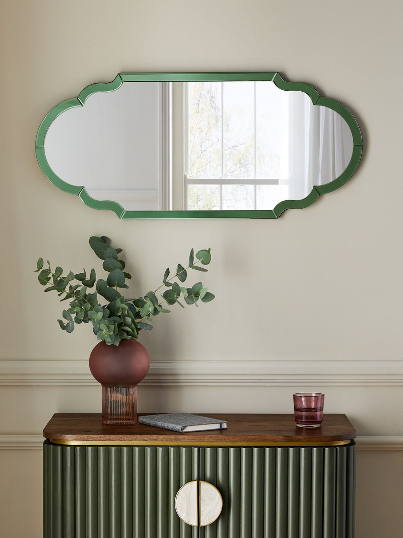 Clarke & Clarke green wobble glass mirror 90x40cm, UK version