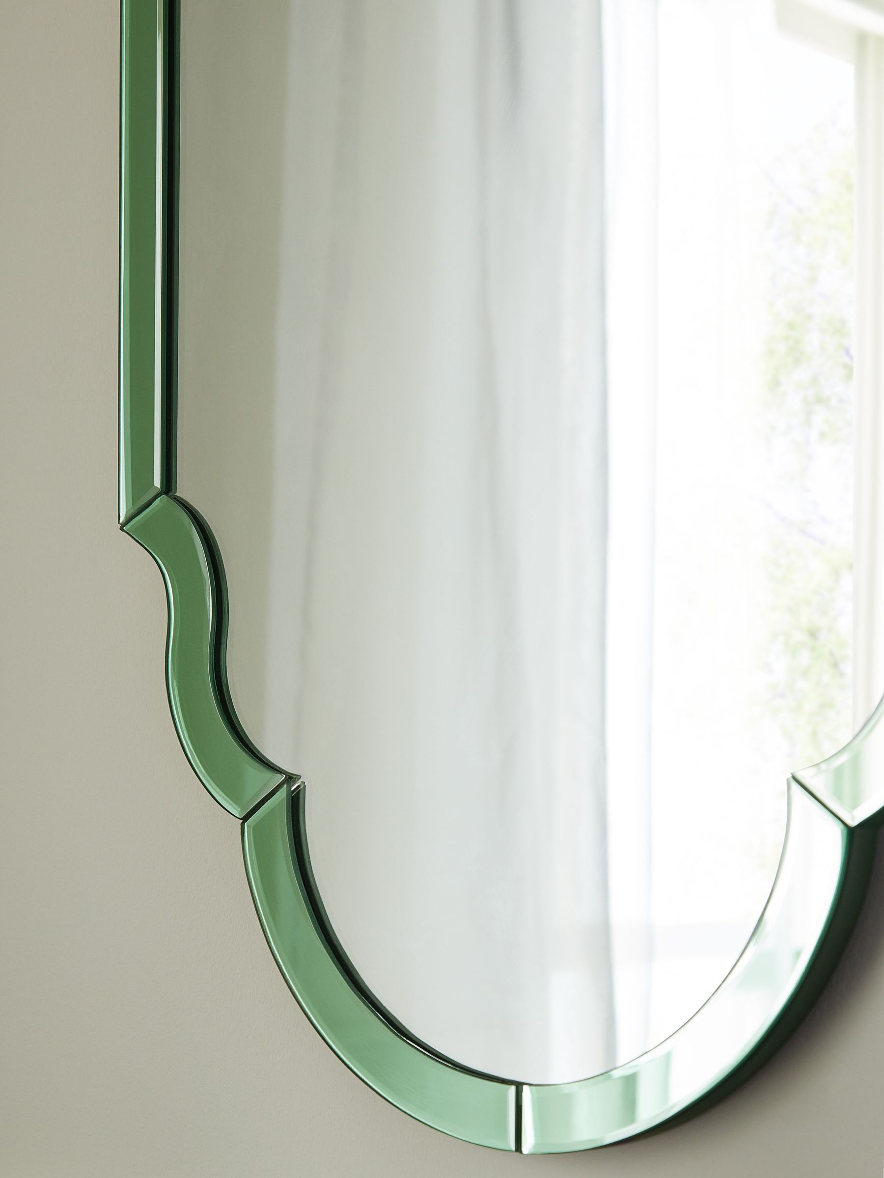 Clarke & Clarke green wobble glass mirror 90x40cm, UK version