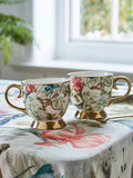 Clarke & Clarke tropical green footed mugs set - British product