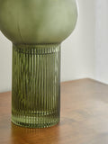 Clarke & Clarke green ribbed round vase 27.5cm height - British product