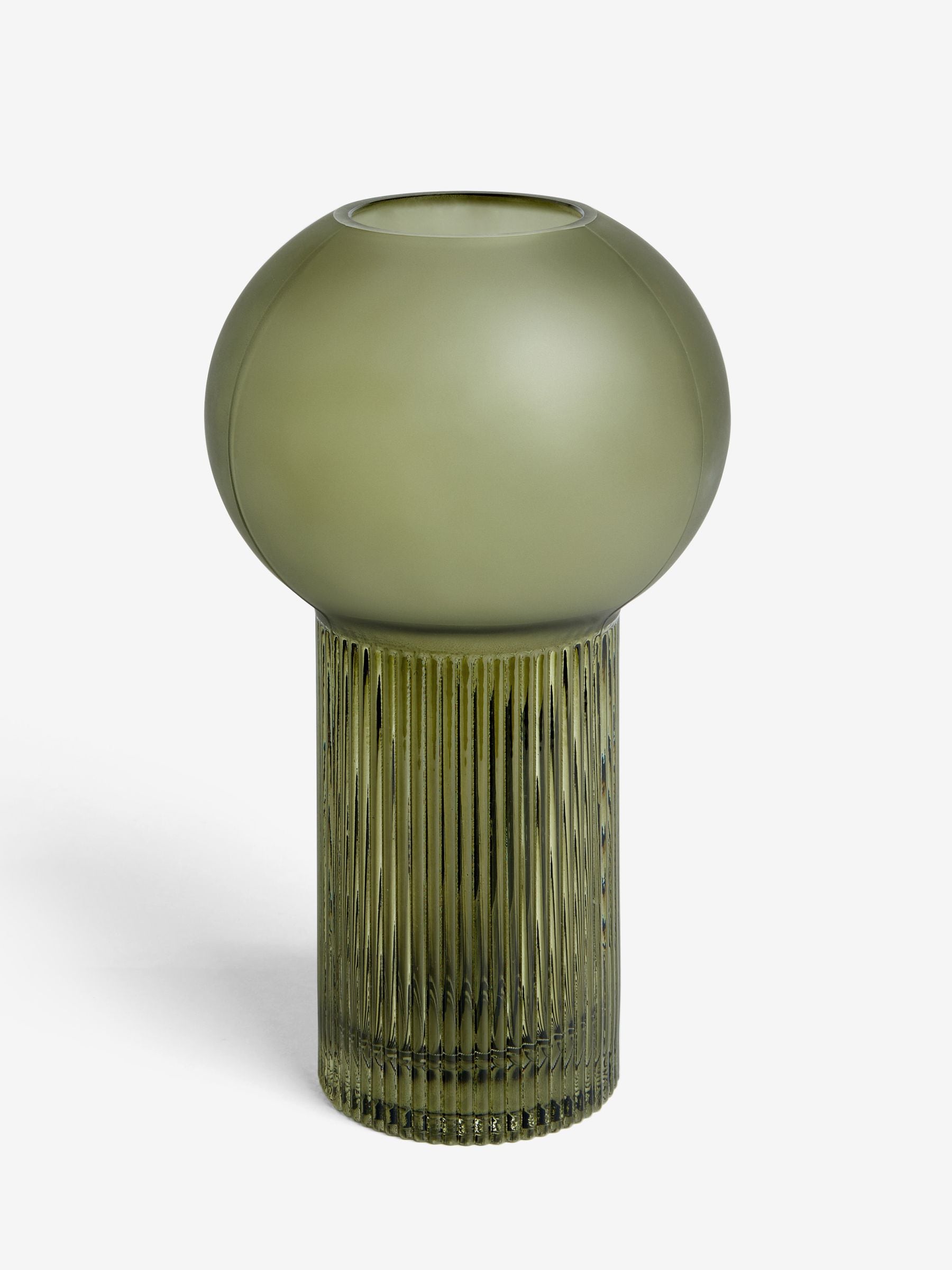 Clarke & Clarke Green Ribbed Round Vase