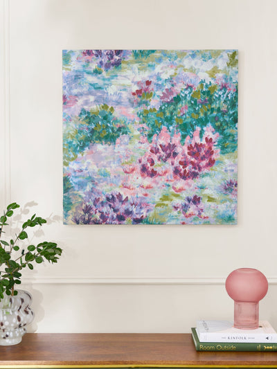 Next Clarke and Clarke Pink/Green Abstract Floral Canvas Wall Art 70cm x 70cm- Buy online at McGrocer