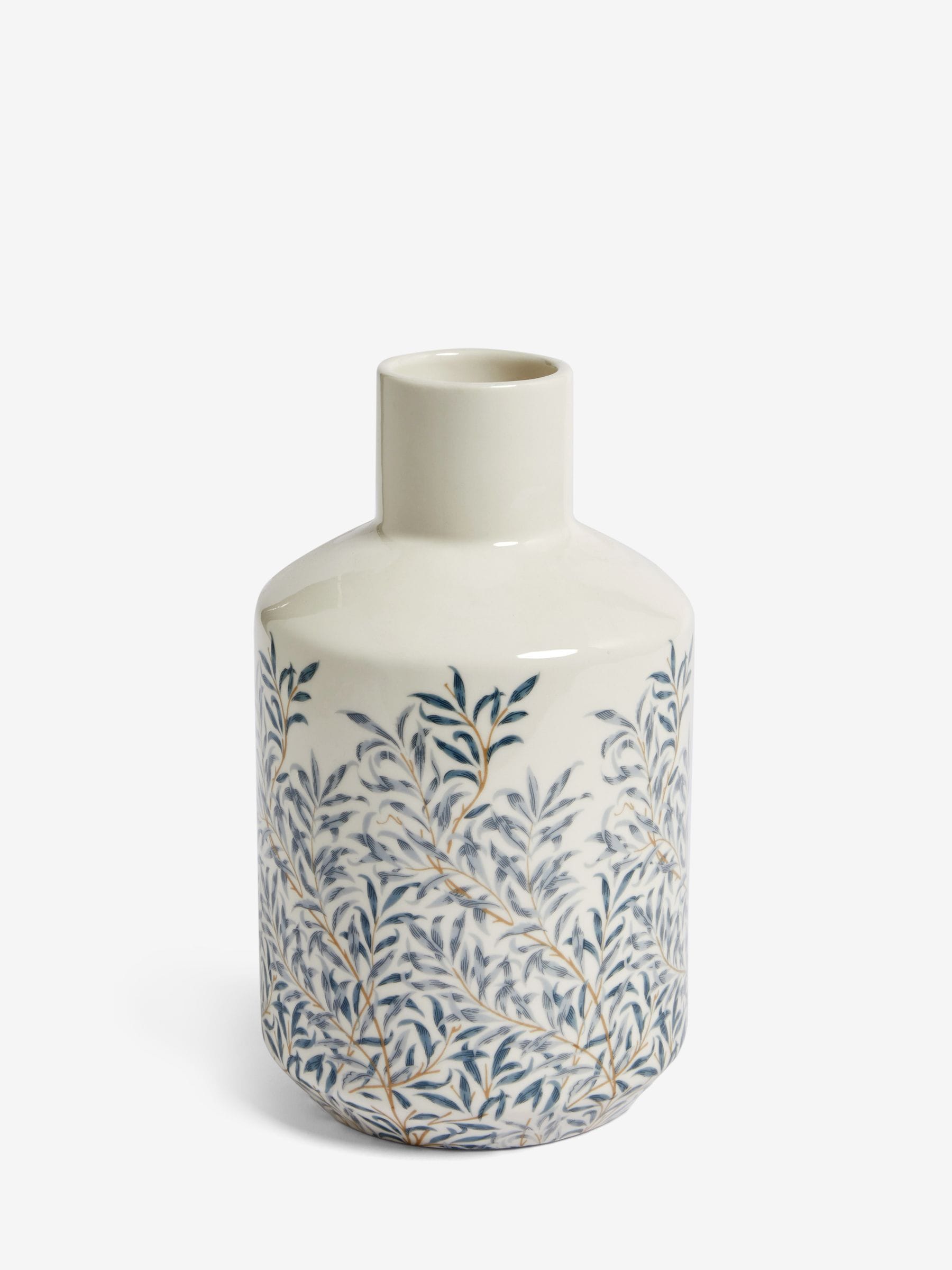 William Morris Cream Leaf Printed Vase 28cm height (British brand)