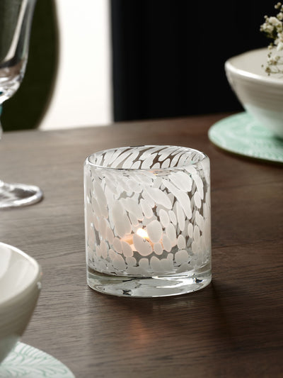 Porte-bougie chauffe-plat en verre confettis blanc Nina Campbell